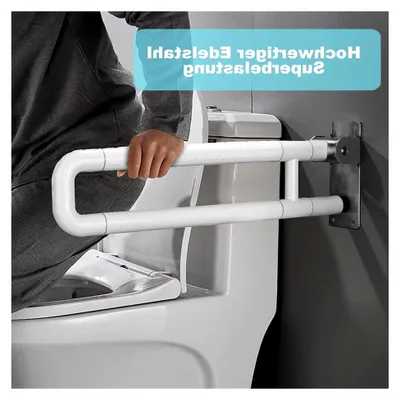 Produktbild von Toilettenaufstehhilfe, 2 Stück faltbare Haltegriffe für Senioren, rutschfeste Toilettenstütze für ältere und behinderte Menschen (Weiß, 60 cm)