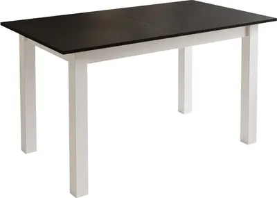 Produktbild von ARTON 140 cm ausziehbarer Tisch, Tischplatte Farbe: Schwarz, Weiße Beine