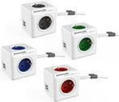 Produktbild von Allocacoc PowerCube Extended USB, 1,5 m, Drinnen, Typ F, Type F (CEE 7/4), 1 mm², Rot, Weiß