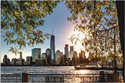 Produktbild von ARTland Wandbild Alu für Innen & Outdoor Sonnenaufgang über New York Größe: 60x40 cm