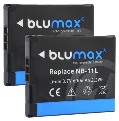 Produktbild von 2x Blumax Akku | für Canon NB-11L Digitalkamera | Kapazität 600mAh  |Spannung 3,7Volt | Video- und  Kamerazubehör