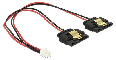 Obrázok produktu pre DeLOCK 85249, 0,2 m, Molex (2-pin), 2 x SATA 15-pin, Samica, Priamy, Priamy