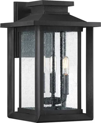 Produktbild von Außenleuchte Wand Glas E14 IP44 43,3 cm hoch Schwarz 3-flammig Vintage Design Außenwandleuchte