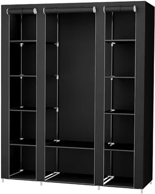 Image de Penderie portable, armoire pliante, 150 x 45 x 175 cm, noir