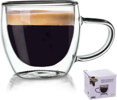 Produktbild von ORION Teeglas Kaffeeglas Doppelwandig Gläser Thermoglas für Kaffee Tee 110 ml