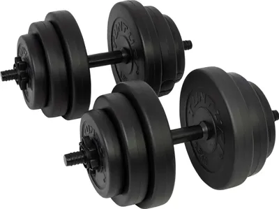 Produktbild von Tunturi Vinyl Kurzhantel-Set 28 kg, 2 Kurzhanteln, 12 Hantelscheiben, 1 kg, 2 kg, 3,5 kg