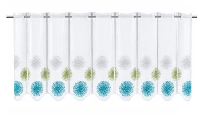 Produktbild von Cafehaus mit Ösen Panneaux Scheibengardine Rawlins blau grün HxB 45x140cm Kreise