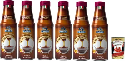 Produktbild von Fabbri Topping Caramello süße Karamellsauce für Eis, Desserts und Kaffee 6x 950g Gluten-frei gebrauchsfertige Sauce dessertsaucen + Italian Gourmet polpa 400g