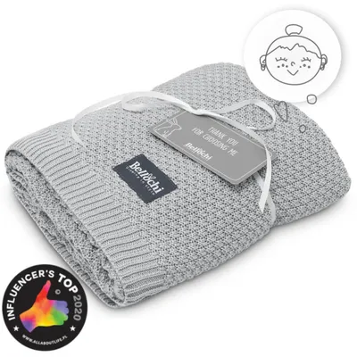 Obrázek produktu pro Bellochi Velký strop pro matky - 100% bambus - mazlivý stropní pletací strop - super soft - 170x130 cm - šedá (Stella)