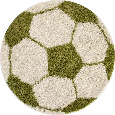 Produktbild von Kinderteppich Fußball-Design Grün 120 x 120 cm Rund