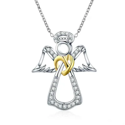 Produktbild von Halskette mit Schutzengel Herz – filigraner Modeschmuck Geschenkidee, J0688