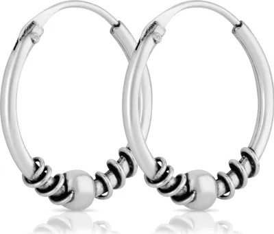 Produktbild von Paar Bali Creolen Kugel 14mm 925 Sterling Silber Mittelalter Schmuck Gothic 1388