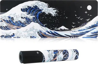 Imagen del producto de Alfombrilla para ratón HoYiXi, tamaño XXL (600x300x3 mm), base de goma antideslizante, diseño "Olas 006"