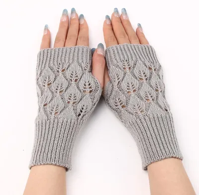 Produktbild von Winterliche Armstulpen, gestrickte fingerlose Handschuhe für Damen, Touchscreen-Handschuhe zum Tippen und Autofahren
