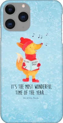 Produktbild von Mr. & Mrs. Panda Iphone 11 Pro Handyhülle Fuchs Sänger - Eisblau - Geschenk, Heiligabend, Weihnachtslieder, Weihnachten, Premium Kunststoff, Handy Case, Singen
