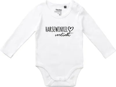 Produktbild von Huuraa Baby Body Harsewinkel verliebt 68 White  Baumwolle Fairtrade Langarmbody Geschenkidee