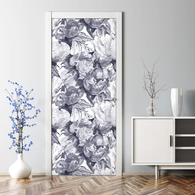 Produktbild von Dekorative Türdekoration selbstklebend Tapete Tür Tattoo Aufkleber Graue Dreiecke 70 x 200 cm