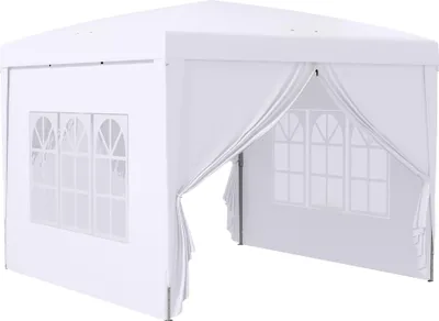 Immagine prodotto di Gazebo Fortuna Lai 3x3 m con 4 pareti laterali e finestre, protezione UV, borsa per il trasporto inclusa, acciaio e tessuto Oxford, bianco