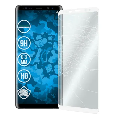 Produktbild von 2er-Pack PhoneNatic Glas-Folie klar full-screen mit abgerundeten Ecken weiß kompatibel mit Samsung Galaxy Note 8 - Panzerglas für Galaxy Note 8