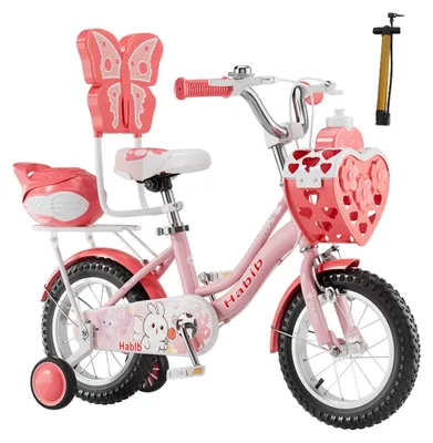 Produktbild von Habib Prinzessin Kinderfahrrad 12 14 16 Zoll | Mädchen Stützräder Korb & Box: Pink / 14 zoll