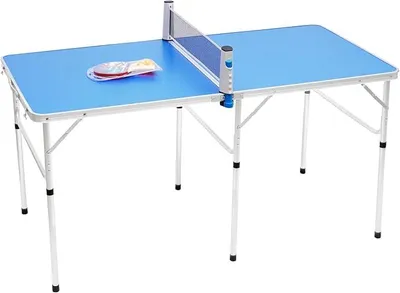 Produktbild von Faltbarer Tischtennistisch Kompakt Tischtennisplatte mit Netz 2 Schläger 3 Bälle 152 x 76 x 76 cm Tischtennistisch für den Innen- und Außenbereich