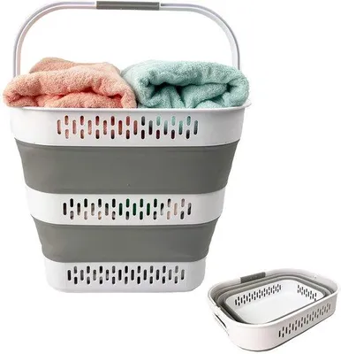 Image de Unyqoos® : Panier à linge pliable et boîte de rangement avec poignées de transport et ventilation, gain de place, sans BPA – polyvalent pour le linge, les vêtements et les jouets