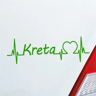 Produktbild von Auto Aufkleber Kreta Puls Herzschlag mit Insel Motiv 19x6 cm Hellgrün Sticker Heckscheibenaufkleber