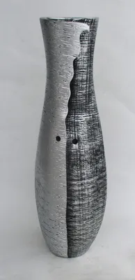 Produktbild von Bodenvase Dekovase Keramik Schwarz Silber ca.60 CM - Modell: Silberling A - Eingeschnitten