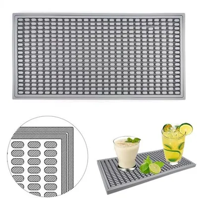 Produktbild von Ibenzoa® Schwarze Silikon-Abtropfmatte 30 x 15 cm, rutschfest & hitzebeständig (-40 °C bis 220 °C) – ideal für Küche, Kaffee- und Bartheke