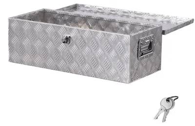Immagine prodotto di VEVOR Cassetta Portautensili Struttura in Alluminio per Cassone di Camion, con Maniglia Laterale e Chiavi di Blocco, Organizzatore per Rimorchi, Camper, 76,2 x 330,2 x 243,84 mm, Argento