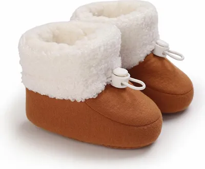 Produktbild von Baby-Herbst- und Winter-Pre-Step-Schuhe für Jungen und Mädchen im Alter von 0 bis 1 Jahren sowie samtige, verdickende, warme und nicht fallende Baumwollschuhe braun 内长13厘米/78克