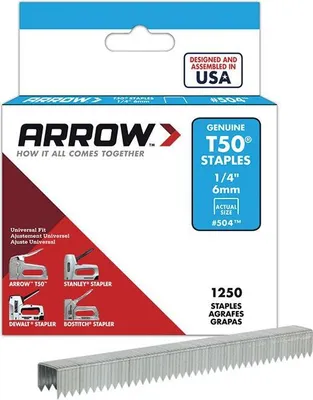 Image de Agrafes Arrow T50 6mm 1/4'' 1250pk WI1609 (One Size) (One Colour)