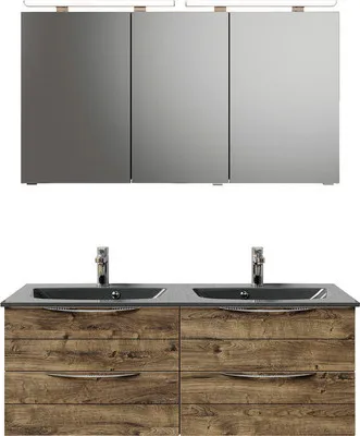 Produktbild von Pelipal Badmöbel-Set Sunline 300 BxHxT 132 x 200 x 48 cm Frontfarbe eiche ribbeck Badmöbel-Set mit Waschtisch Mineralmar