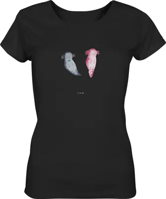Produktbild von Mr. & Mrs. Panda Damen T-Shirt Axolotl Liebe Größe L - Schwarz - Geschenk, Baumwoll, Shirt Mit Print, für Frauen, Partner, Oberteil, Freundin, Basic, Hochzeitstag