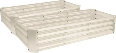 Produktbild von Rechteckige Hochbeete aus verzinktem Stahl – 180 cm x 90 cm – Elfenbein – 2er-Pack