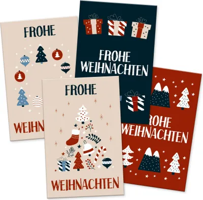 Produktbild von itenga 24 x Geschenkekarten Frohe Weihnachten Weihnachtsdeko vintage in Visitenkartengröße