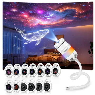 2-in-1 USB Sterrenprojector Nachtlicht, 4K Mini Ozean Projektor