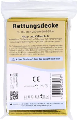 Produktbild von Rettungsdecke 160x220 cm gold/silber 1 St