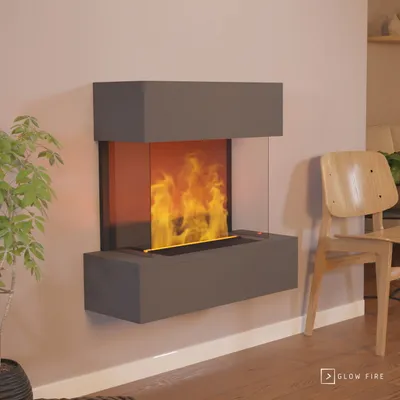 Produktbild von GLOW FIRE Elektrokamin 'Hölderlin'| Wasserdampf Kamin mit OMC 500 ohne Holz in schwarz als Wandkamin| HxBxT: 88x80x30 cm
