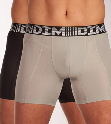 Image de Dim boxer lot de 2 3d flex air long boxers black / grey hommes