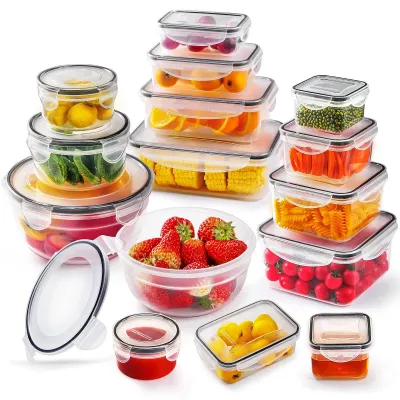 Zdjęcie produktu dla Zestaw 15 pojemników do przechowywania – pojemniki na żywność – szczelne – nadają się do mikrofalówki – nadają się do zamrażarki – wolne od BPA, różne rozmiary – pojemniki na żywność