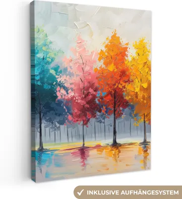 Produktbild von Leinwandbilder 30x40 cm - Bäume - Farbenfroh - Natur - Abstrakt, Leinwand Bilder, Wanddeko, Bild