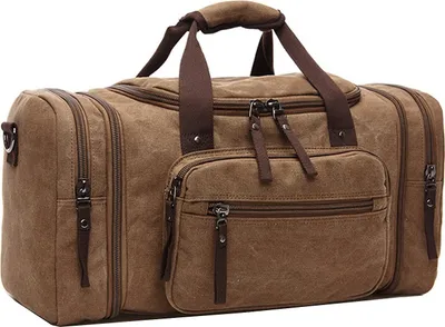 Produktbild von Vintage Canvas Reisetasche Sporttasche weekender Tasche für Damen und Herren mit der Großen Kapazität (Kaffe)
