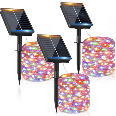 Lichtsnoer Kupferdraht 8 Funktionen 3x12m 120 LEDs bunt