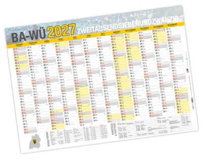 Produktbild von Jahresplaner Ba-Wü 2027 Wandkalender DIN A0 (118,9 x 84,1 cm), 250 g/qm gerollt