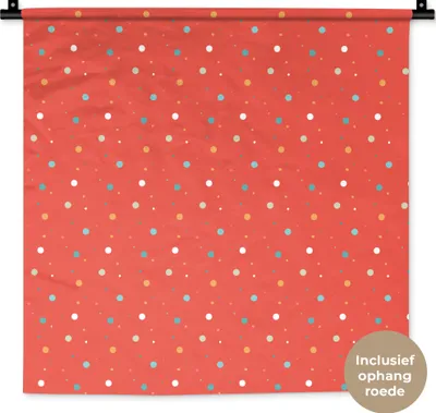 Produktbild von MuchoWow® Wandteppich Wandbehang Tupfen - Rot - Muster 60x60 cm Tapisserie Dekoration Wandtuch - Dekorationen - Wand Decke