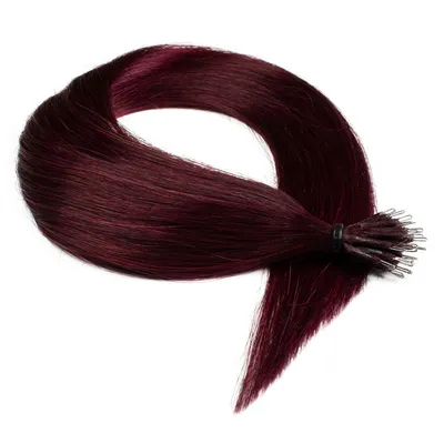 Immagine prodotto di hair2heart Premium Nanoring Extension capelli umani lisci - 25 ciocche 1g 60cm 55/65 marrone chiaro viola intenso-mogano