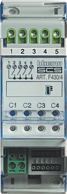 Image de Actionneur de chauffage BTICINO MyHOME quadruple pour servomoteurs et ventilo-convecteurs, 2 TE DIN, 1 pièce.