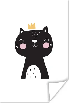 Produktbild von MuchoWow® Poster Katze - Krone - Illustration - Kinder 80x120 cm - Papierdruck