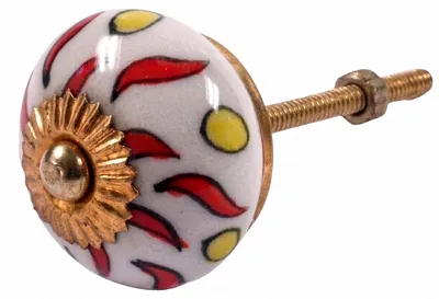 Produktbild von Kleiner Keramik Möbelknopf, Möbelknauf Möbelgriff, Schranktürknöpfe, Möbelknöpfe, Schubladengriff - Modell 66, Weiß, 3*3*6,5 cm, Möbelknöpfe